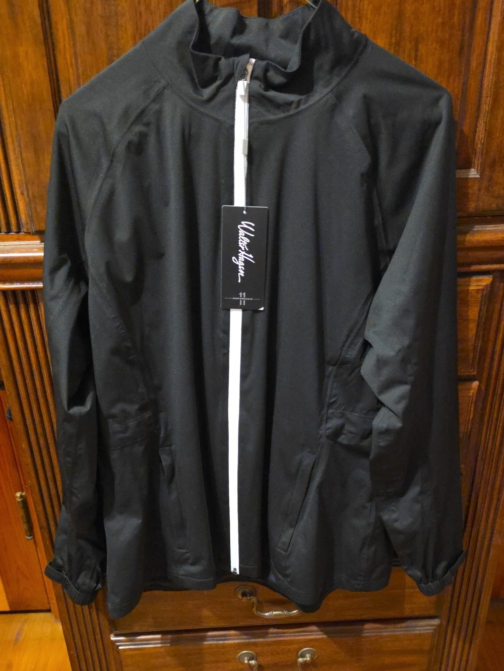 Walter Hagen Black Raincoat with White Front Zip